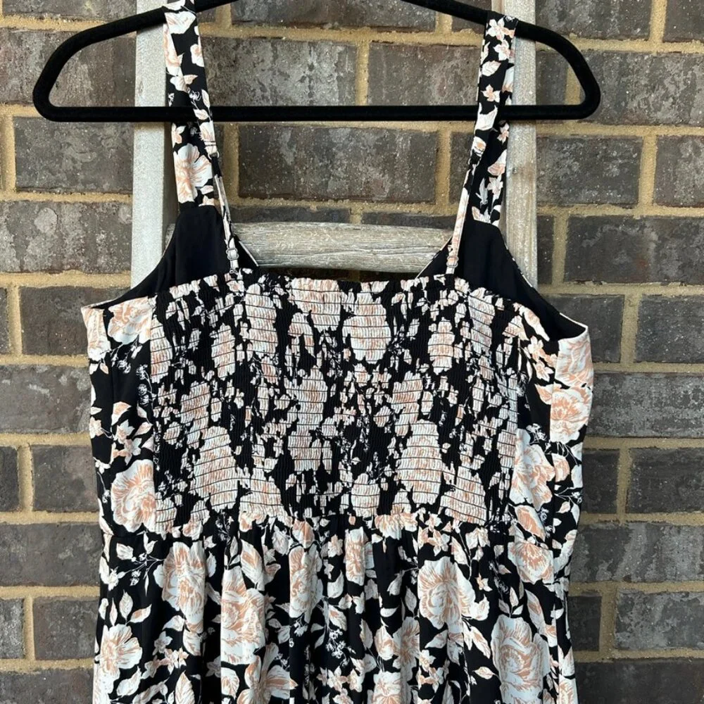 NWT Abercrombie & Fitch maxi sundress floral black smocked back XL